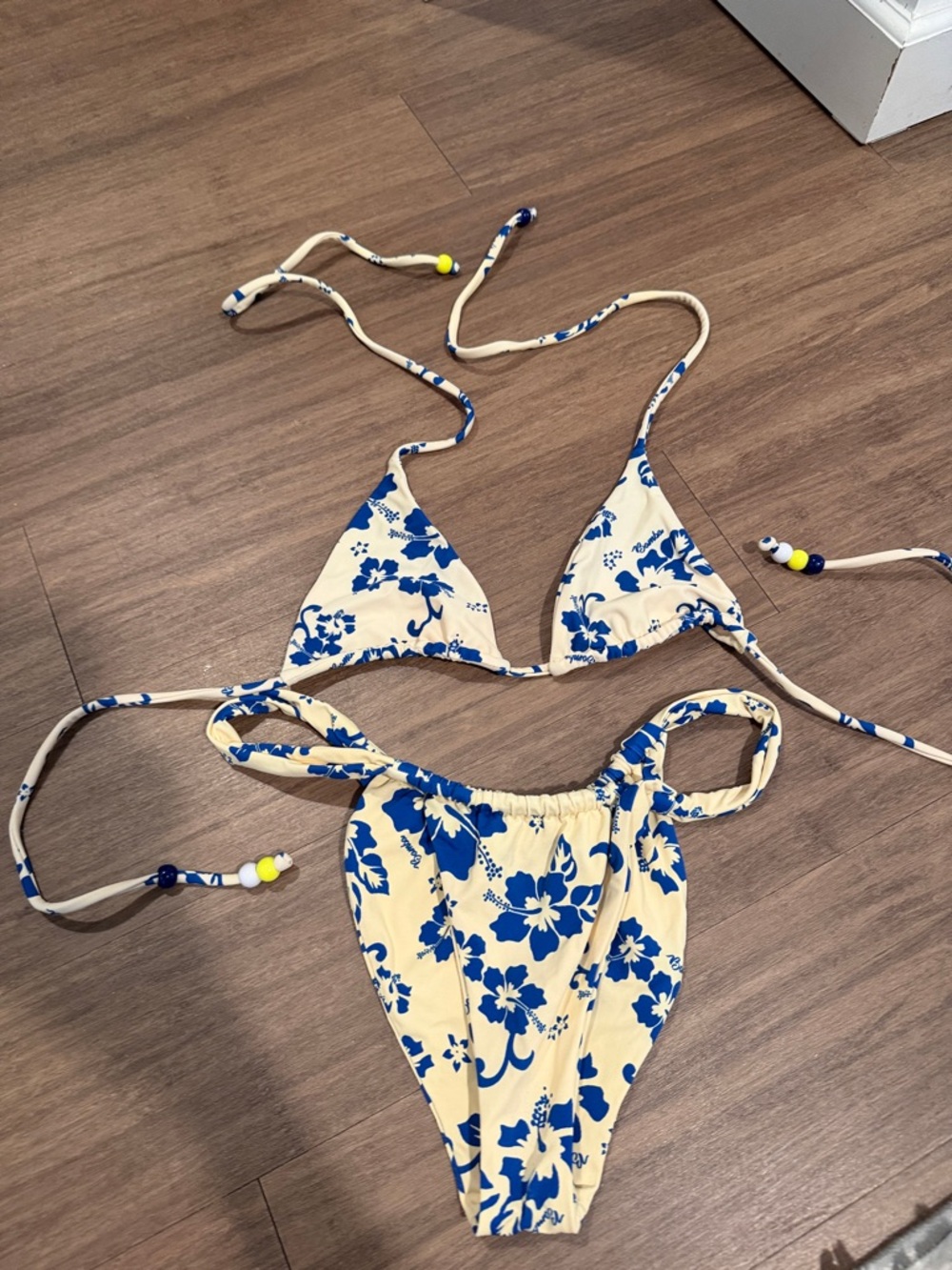 Blue Floral Triangle Bikini Set